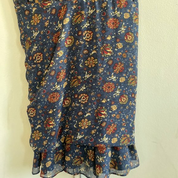 NEW Veronica Beard Dakota Floral Mini Dress Size 4 Ink Blue Chiffon Wrap… - Picture 9 of 10